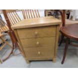 Oak finished 3 drawer bedside cabinet