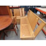 Oak corner seat with storage well under