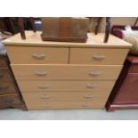 Beech effect chest of 2 over 4 drawers