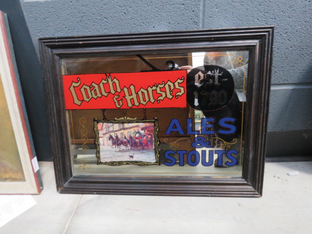 Coach and horses advertising mirror