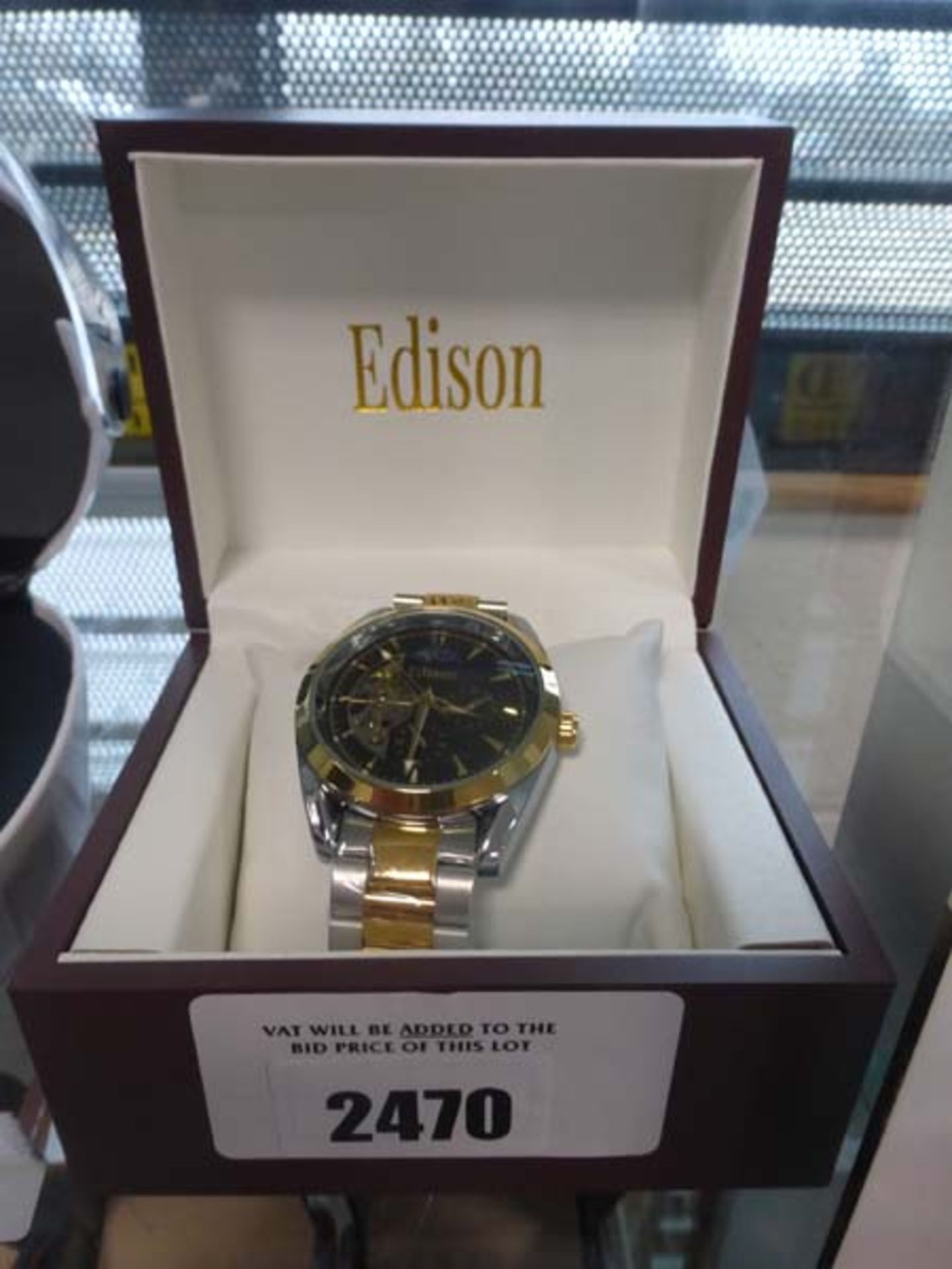 Edison moon phase dial automatic 2 tone stainless steel strap gents wristwatch, boxed - Image 2 of 2