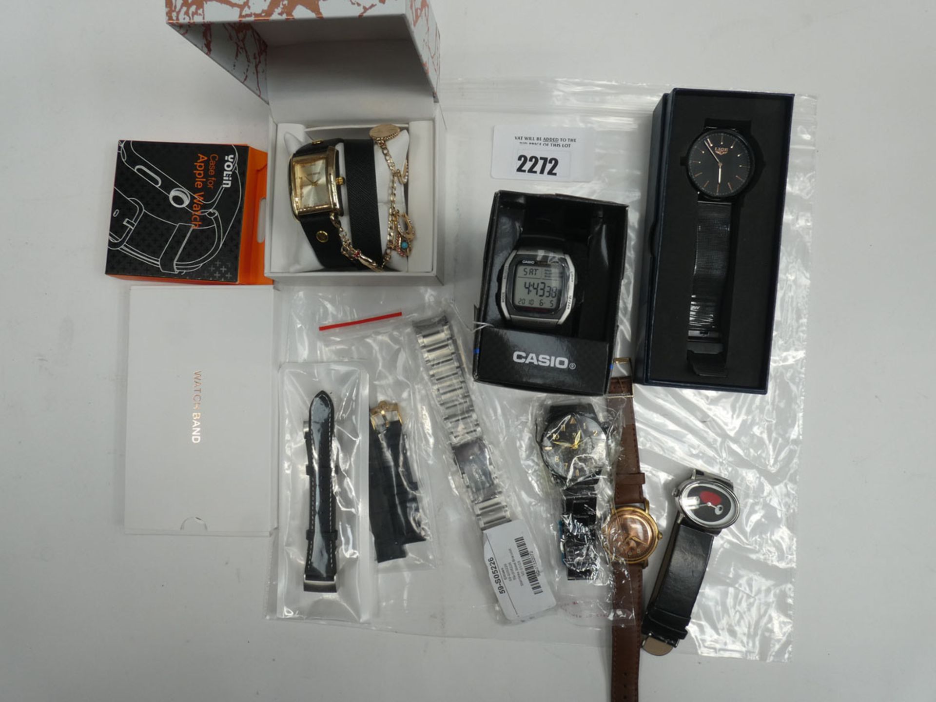 Assortment of boxed and loose wristwatches and various straps