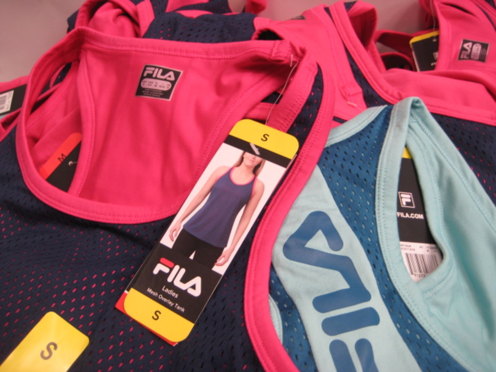 Bag containing 40 Fila ladies mesh overlay tank tops in pink and blue, light blue and turquoise, - Image 2 of 3