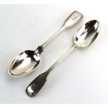 A Victorian silver fiddle and thread pattern teaspoon, maker JS, Exeter 1857,