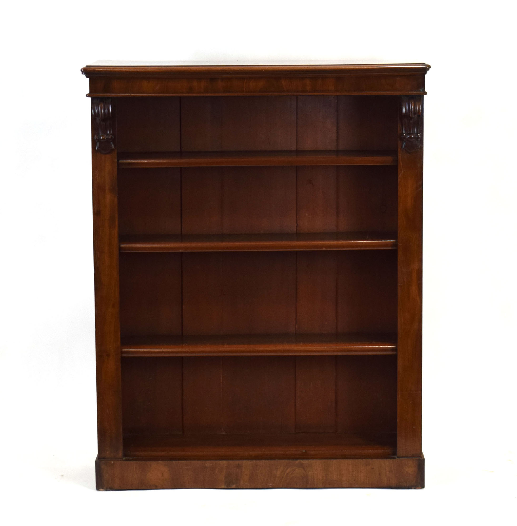 A Victorian mahogany open-fronted adjustable bookcase on a plinth base, w. - Image 2 of 4