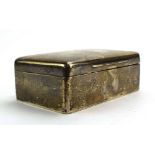 A late Victorian silver and parcel gilt cigarette box of plain rectangular form,