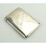 A late 19th century silver and parcel gilt calling card case of plain rectangular form,