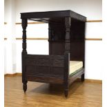 An Elizabethan carved oak four-poster tester bed,