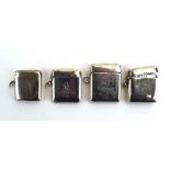 Four early/mid 20th century silver vesta cases of plain rectangular form, various dates and makers,