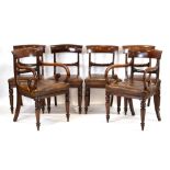 A set of six William IV mahogany bar-back dining chairs, including two carvers,