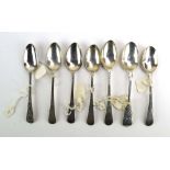 Seven 19th century and later engraved silver teaspoons, various dates and makers, overall 2.