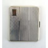 A mid-20th century silver, parcel gilt and engine turned cigarette case of canted rectangular form,