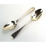 A pair of George IV Scottish silver old English pattern table spoons, maker JM, Edinburgh 1826, l.