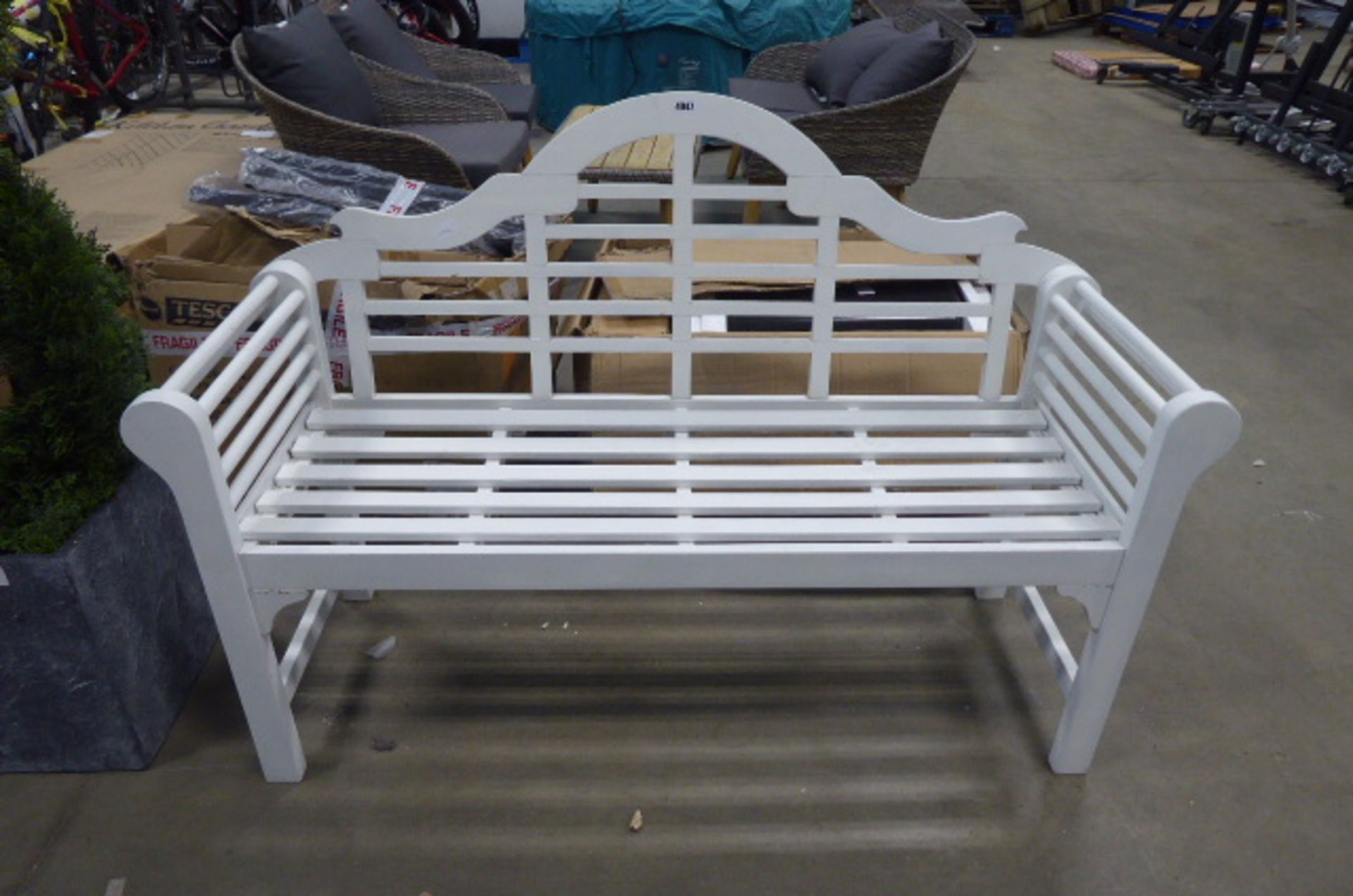 White wooden garden bench