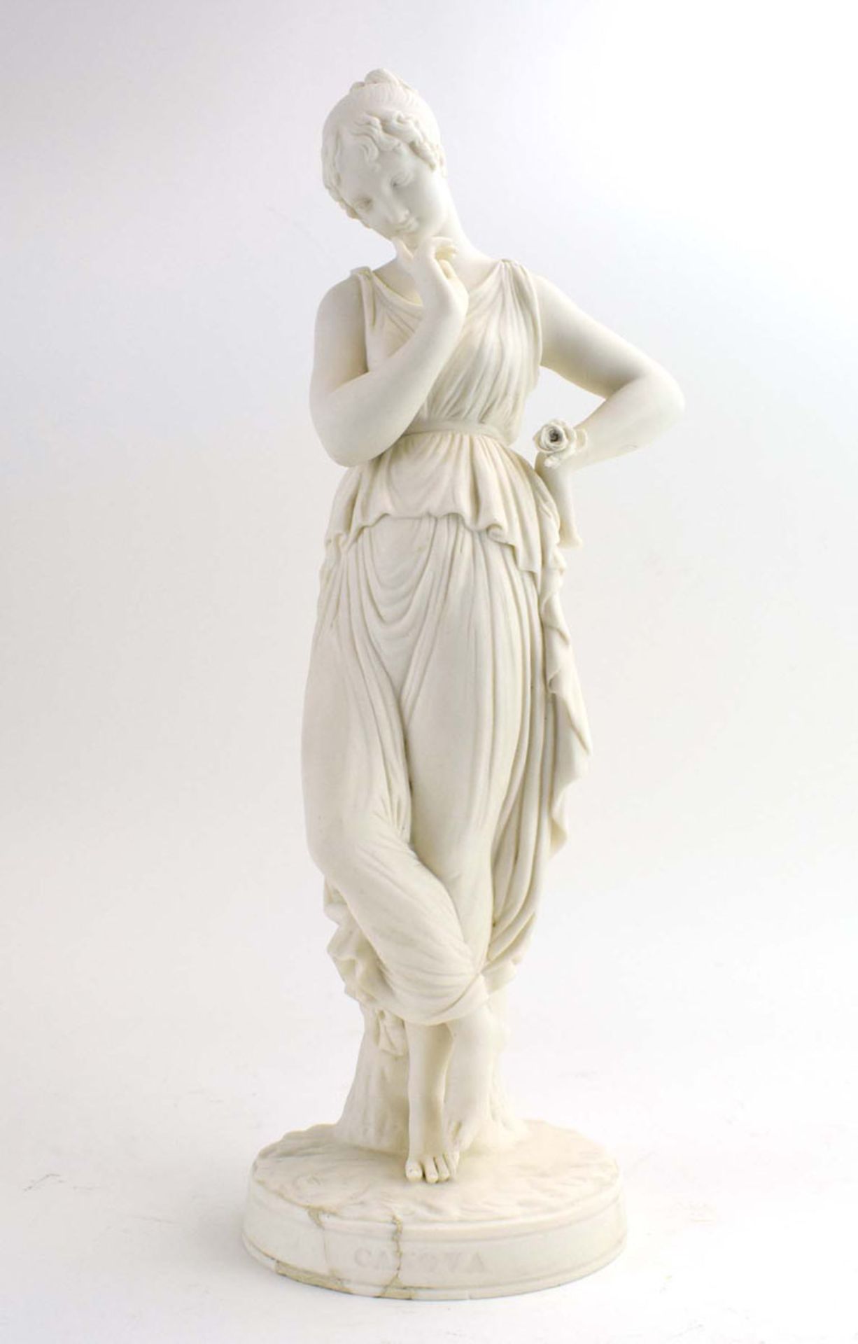 RR377 - A Minton parian figure modelled as a female beauty after Canova on a naturalist base, h.