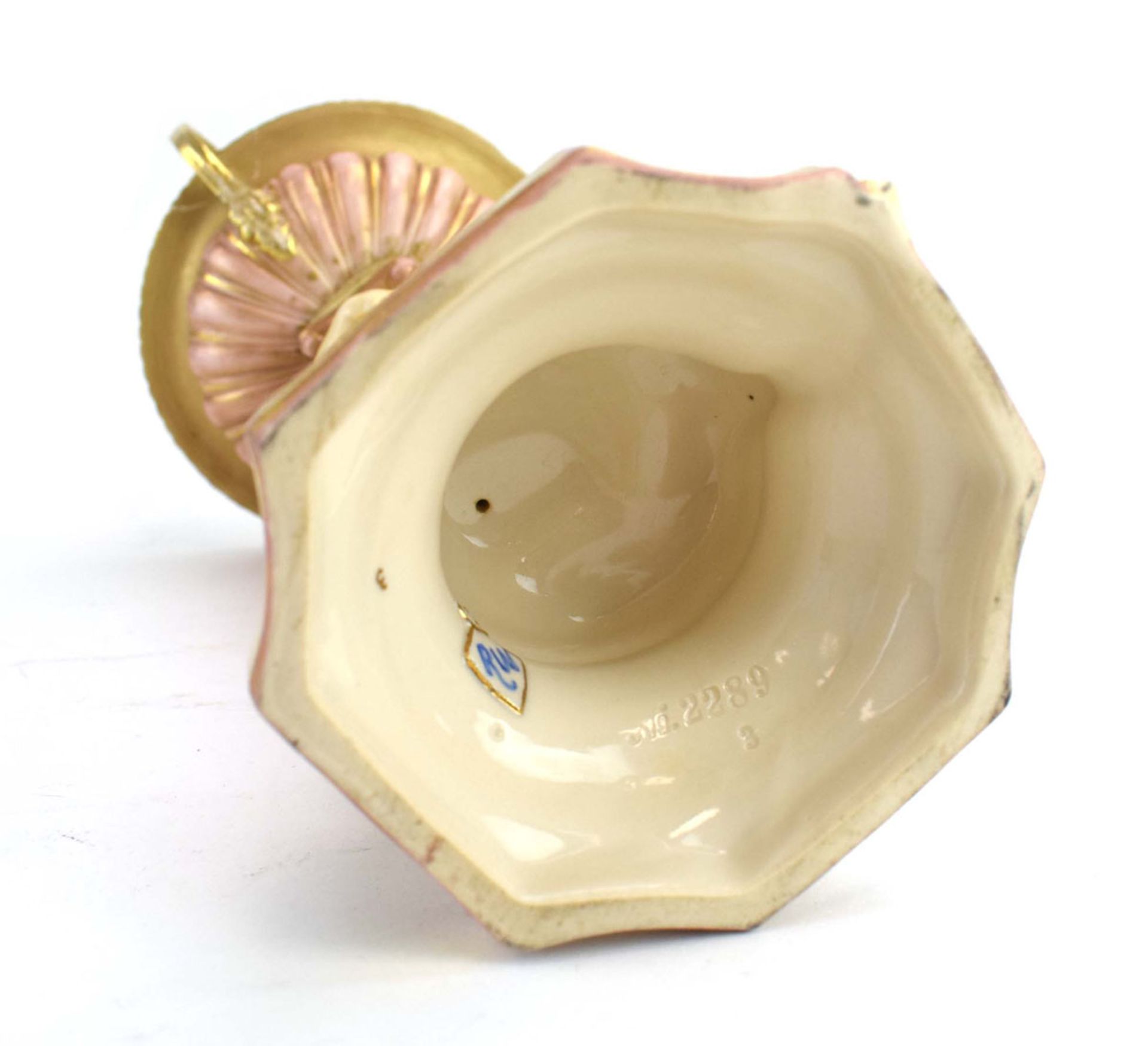 RR 368 - An ivory blush stand with urn shaped dish supported by a putti base gilt and jewel - Image 7 of 9