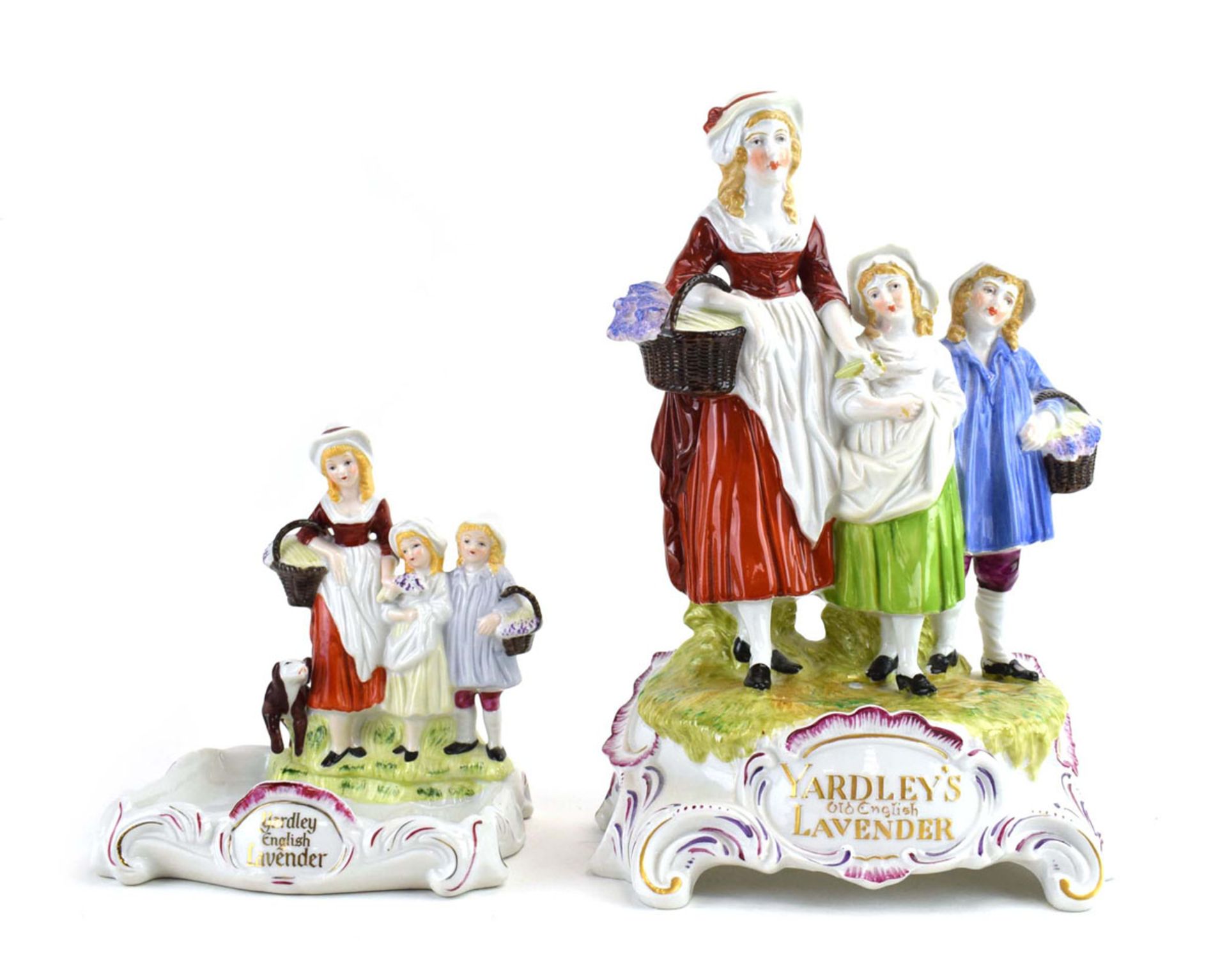 RR 366 - A Dresden Yardley's Old English Lavender figure, h. 30.5 cm, together with a similar - Image 2 of 2