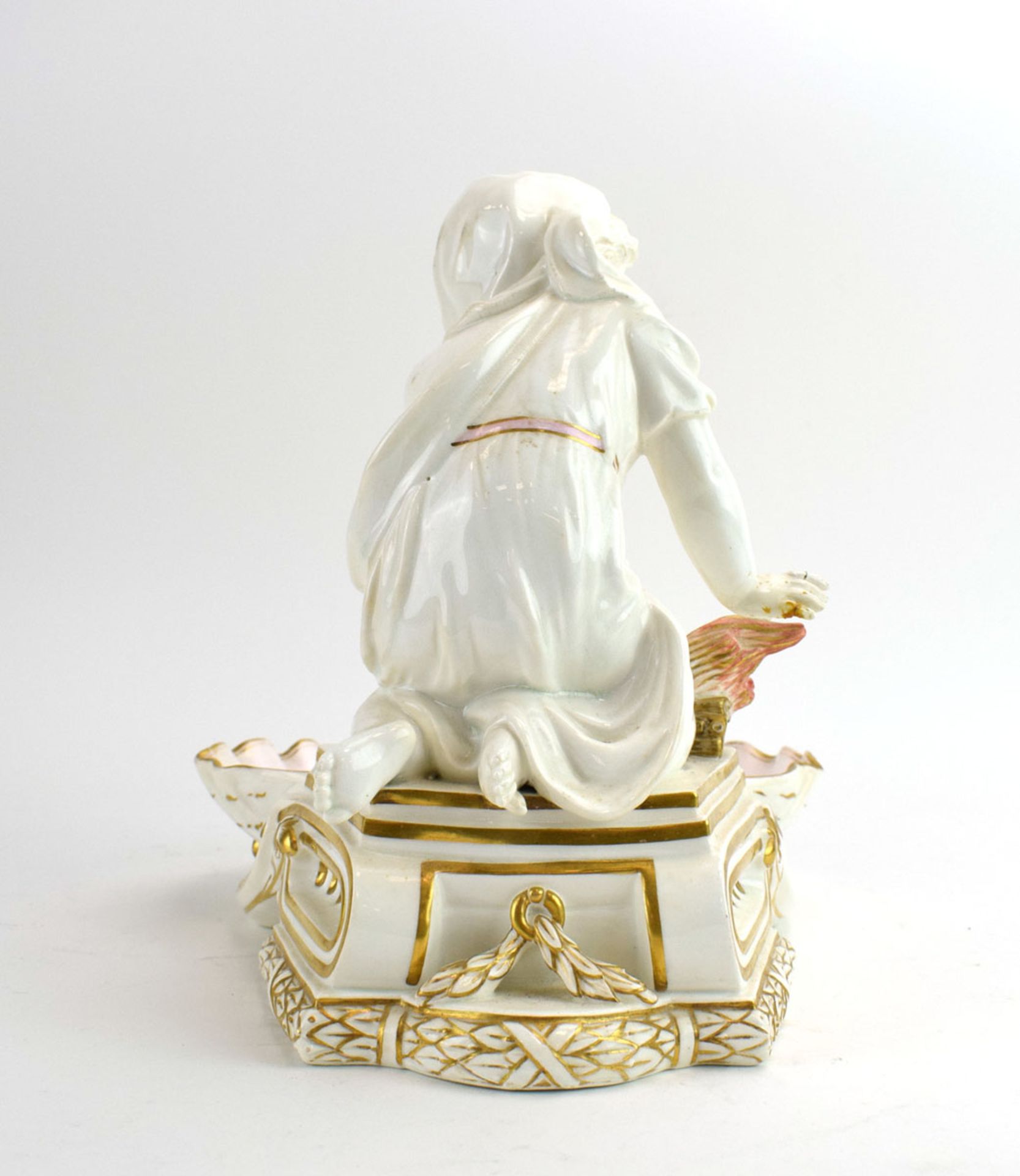 RR365 - A Copeland blanc de chine and gilt decorated shell shaped dish modelled as a child warming - Image 4 of 9