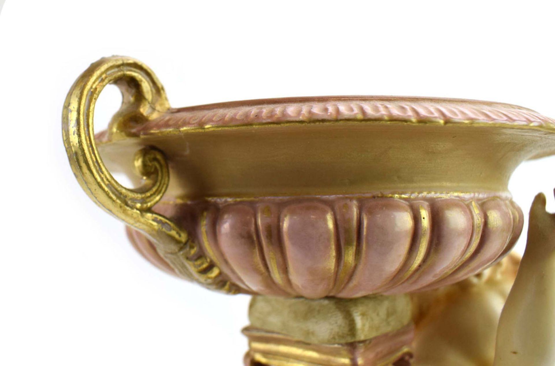 RR 368 - An ivory blush stand with urn shaped dish supported by a putti base gilt and jewel - Image 6 of 9