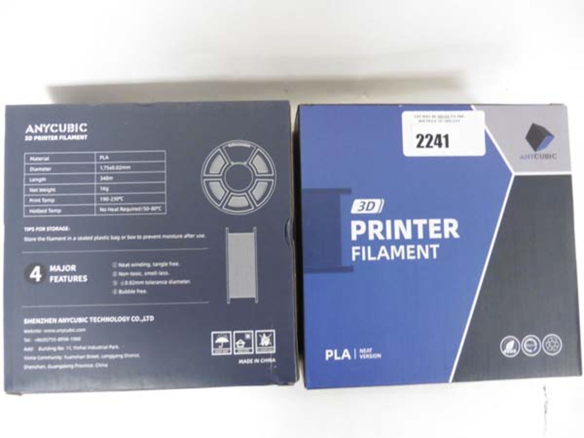 2 boxes of Anycubic 3D printer filament PLA neat version grey 1.75mm x 340m , 1kg each