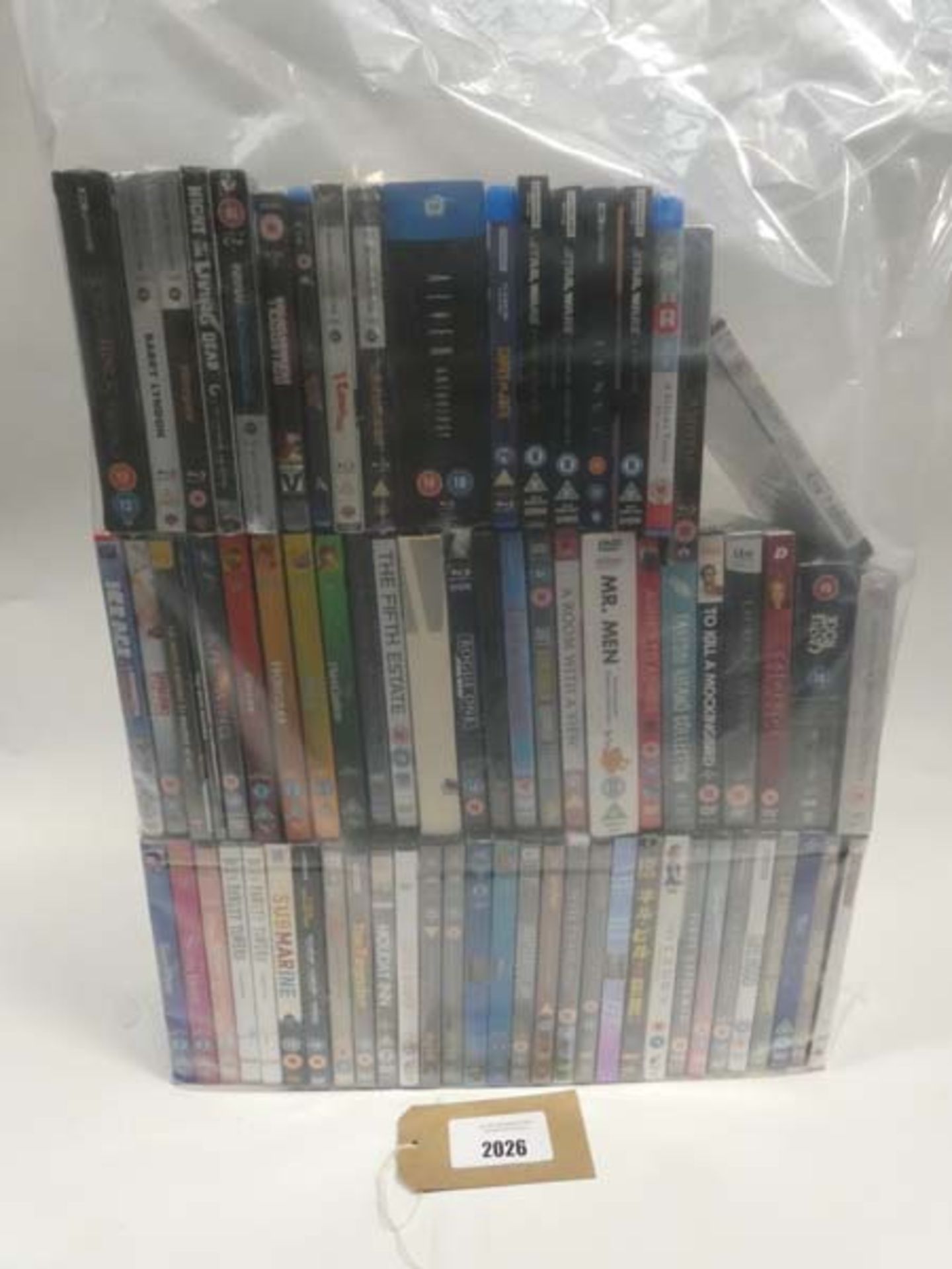 Bag containing quantity of DVD and Blu-Ray films