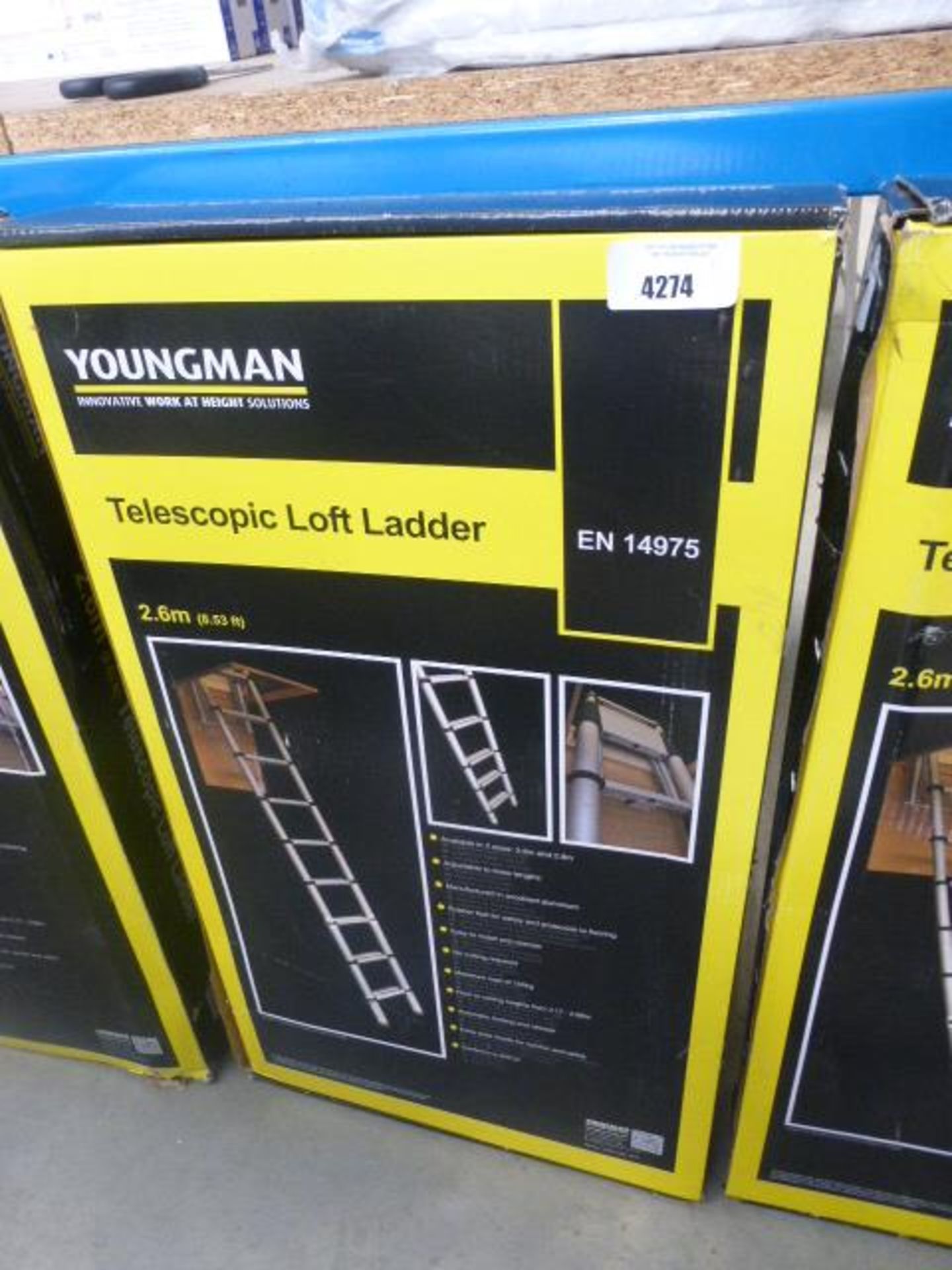 Boxed Youngman telescopic loft ladder