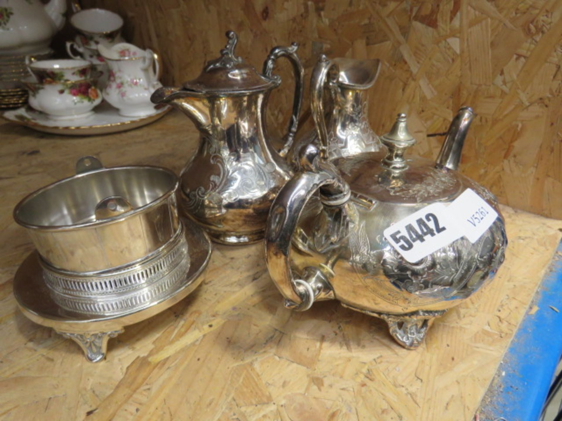 3 piece silver plated tea service plus a small dish