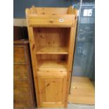 Pine open fronted cabinet with cupboard under