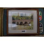 Watercolour of Oakley bridge, Rugby World Cup wall hanging plus a photographic print of a racing