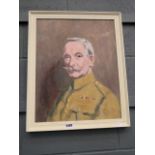 Oil on board; study of a military officer