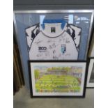 Signed Bedford Blues rugby jersey plus a limited edition print entitled 'Come on the blues' by