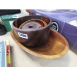 Qty of treen to inc. 3 bowls and a stand