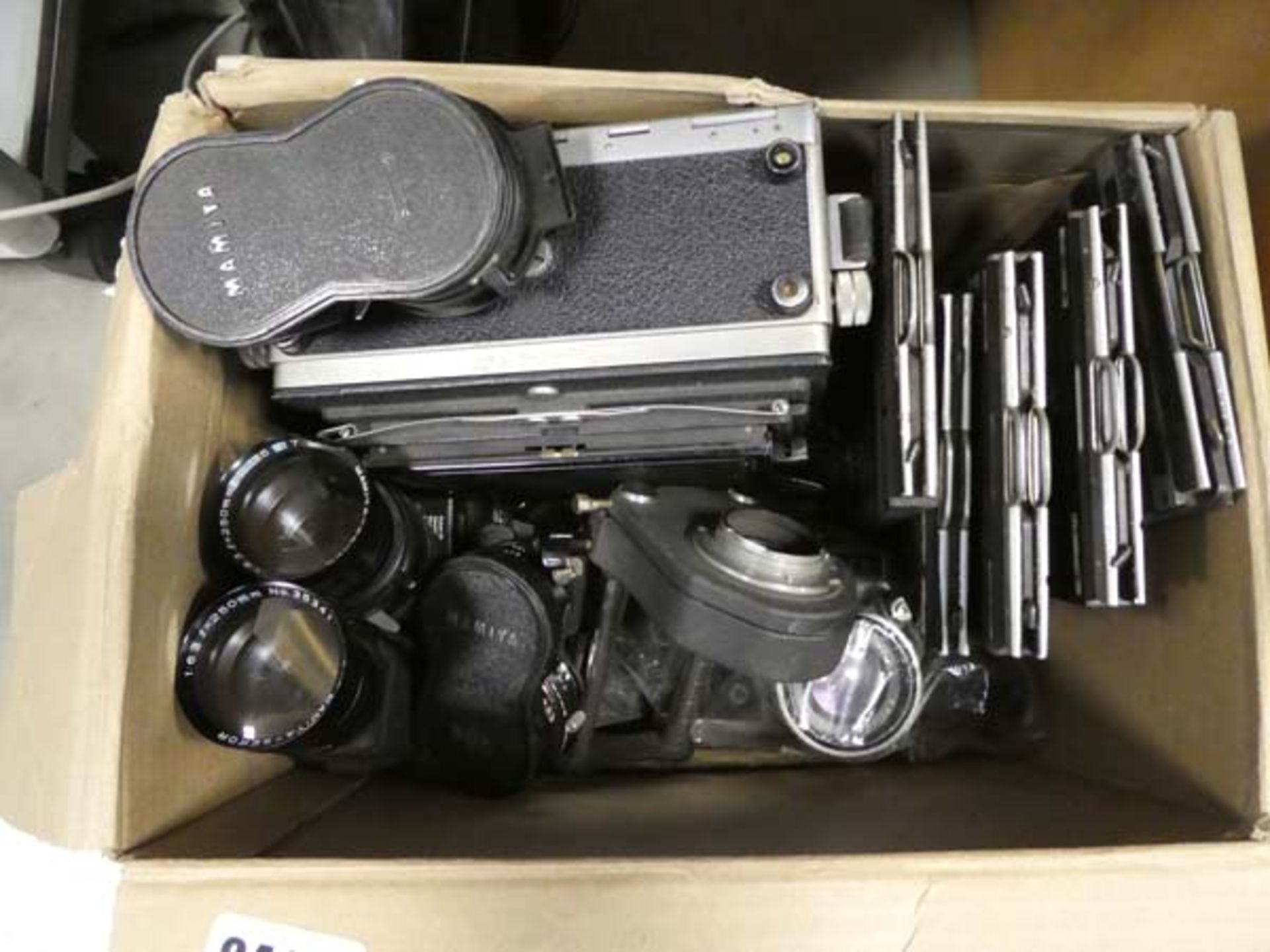 3 Mamiya lenses, 55mm/80mm/250mm. Includes micro technical camera with xenar 1:4.5/ 150 lens. (250mm