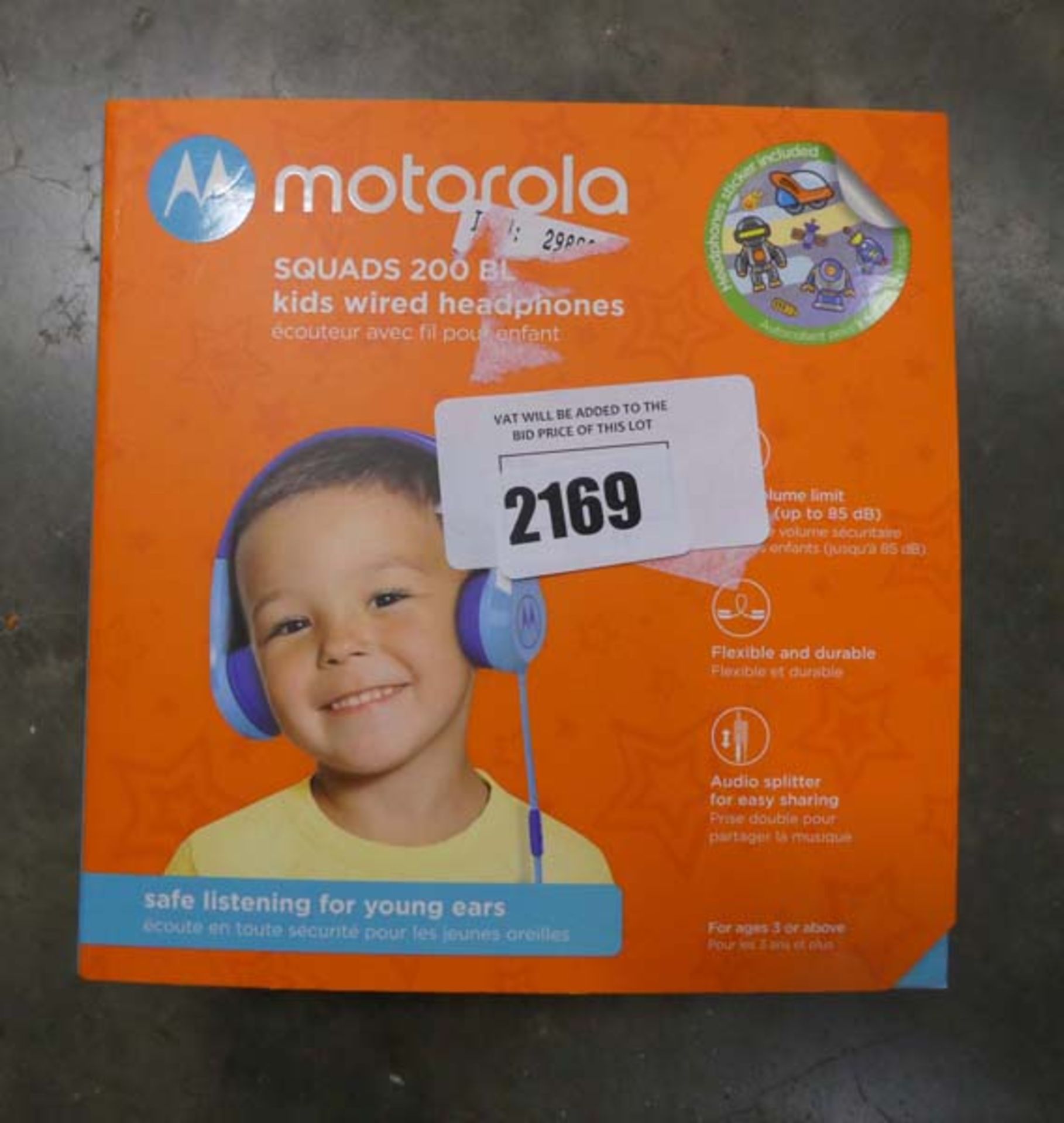Motorola squads 200bl kids wired headphones in box