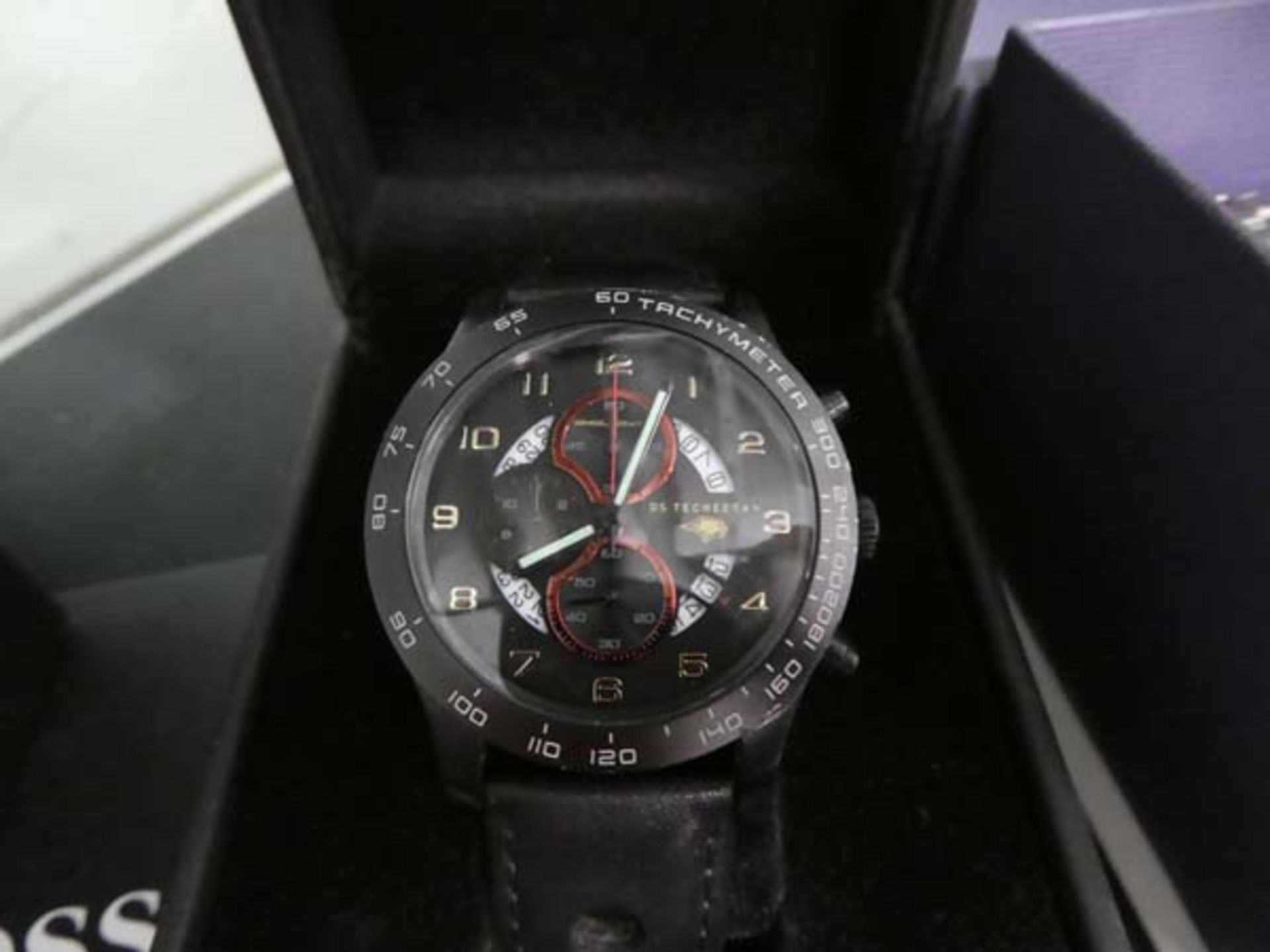 DS Techeetah chronograph wristwatch with black rubber strap and case