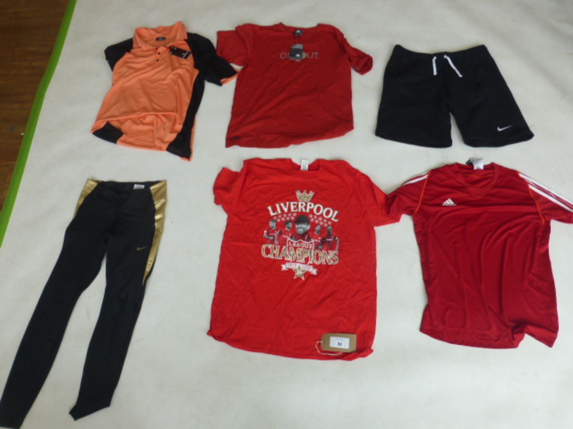 Selection of sportswear to include Nike, Adidas, Brick Fielder, etc