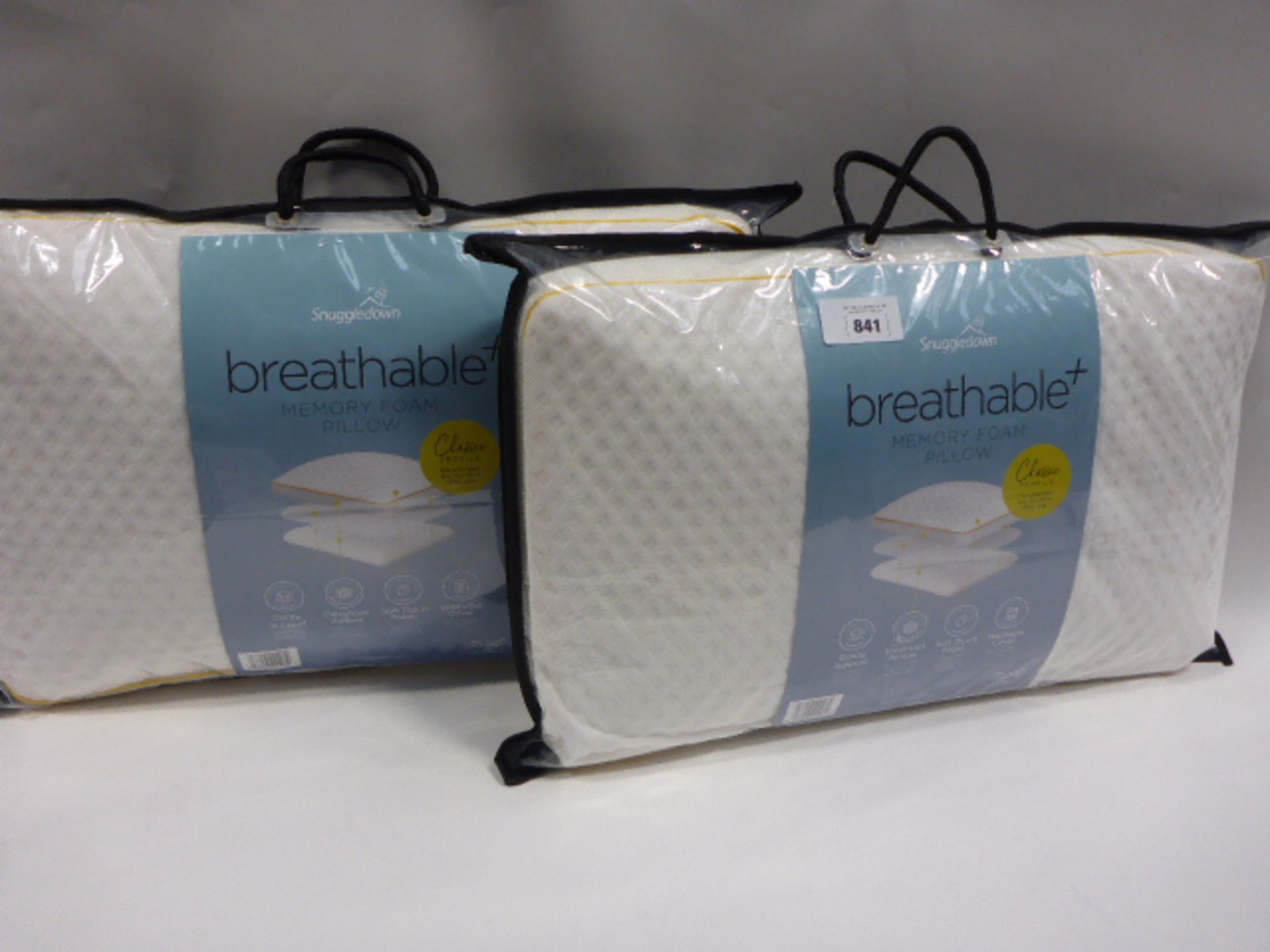 2 Snuggle Down breathable memory foam pillows