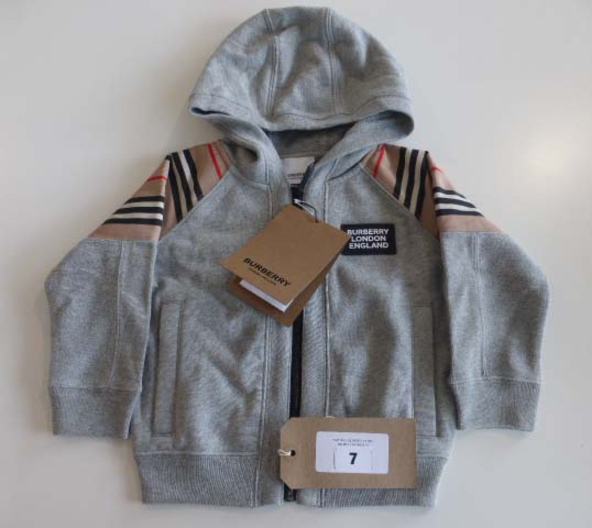 Burberry London England hamilton icon stripe panel cotton hoodie size 18 months