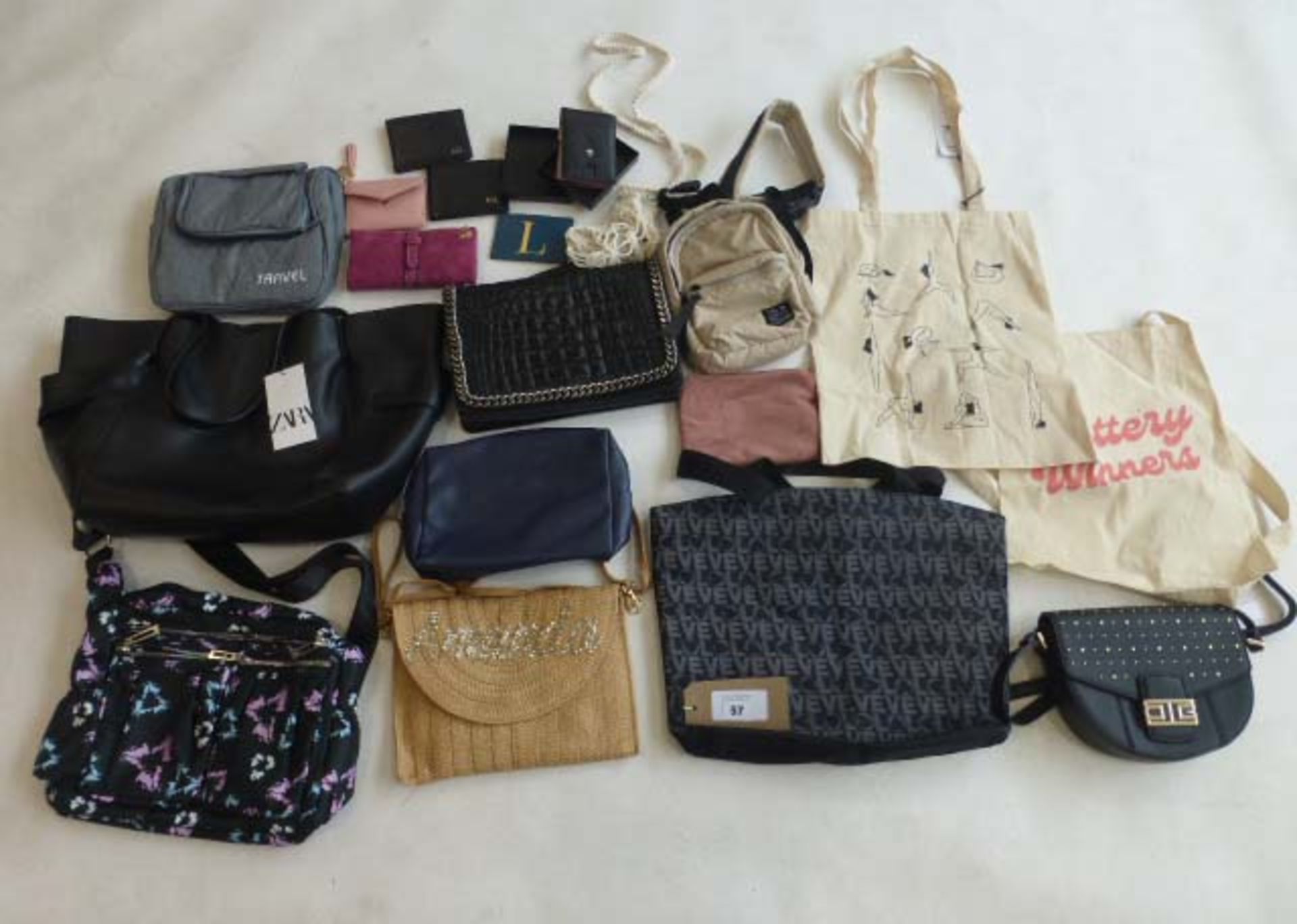 Selection of bags, wallets, backpacks, etc