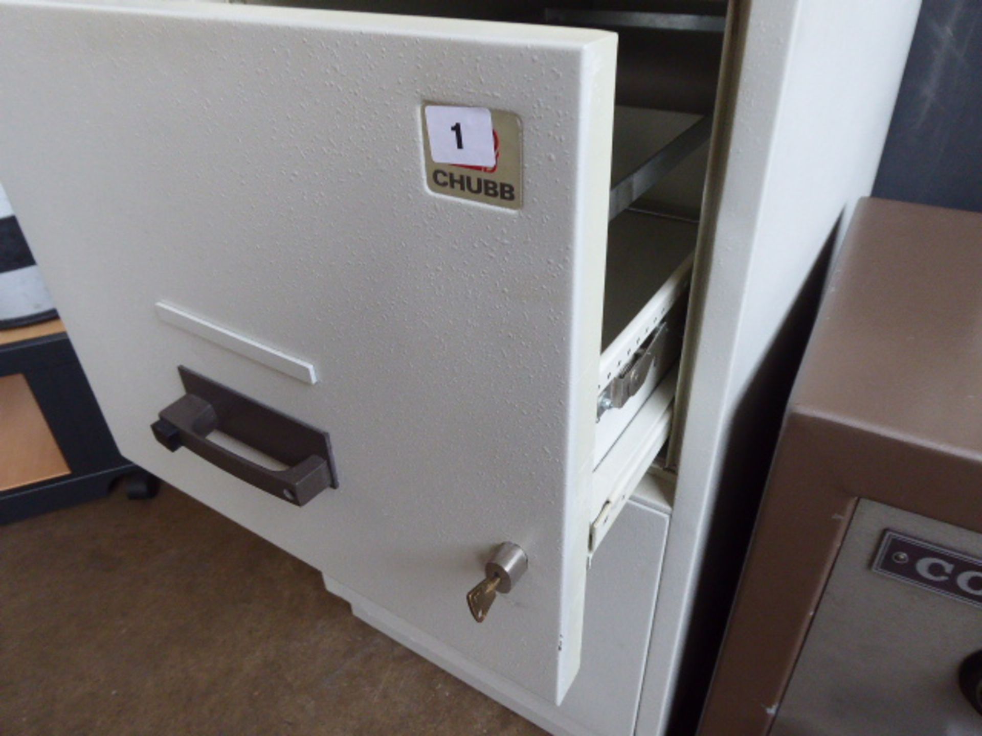 54cm Chubb two drawer fire safe with wall plate - Image 2 of 3