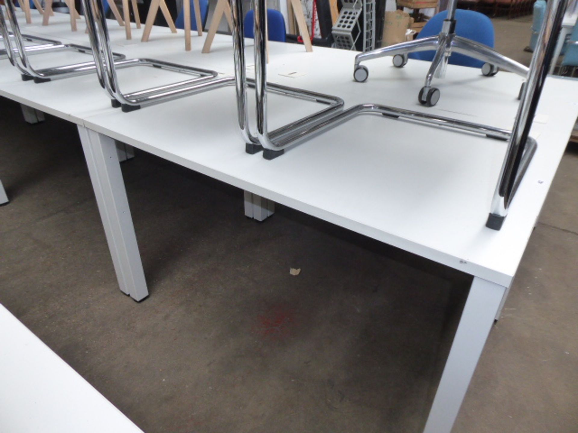 Six 120cm white work stations on straight legs - Image 2 of 2