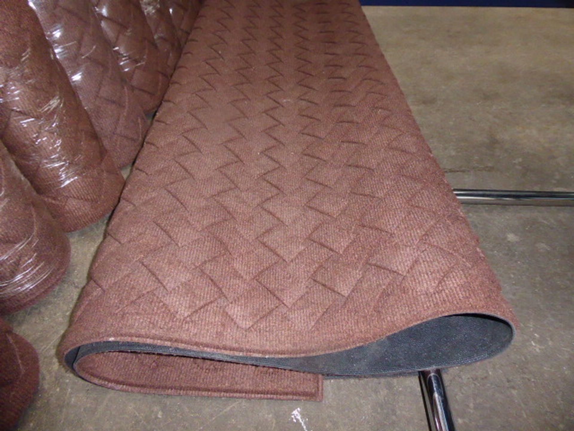 120cm by 180cm brown rubber back commercial mat with woven design