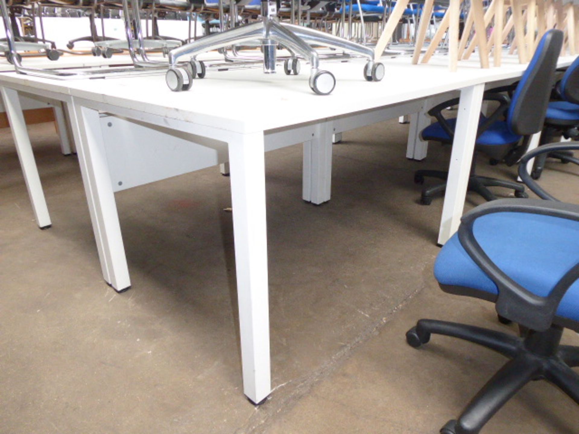 Six 120cm white work stations on straight legs - Image 2 of 2