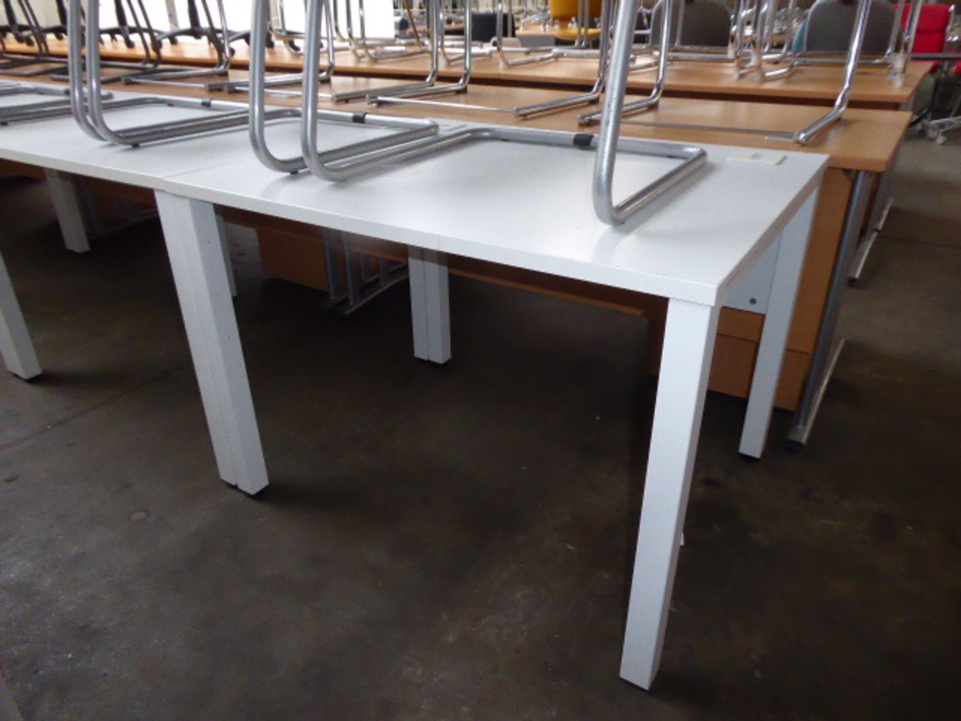 Four 100cm straight front white work stations on straight legs - Image 2 of 2