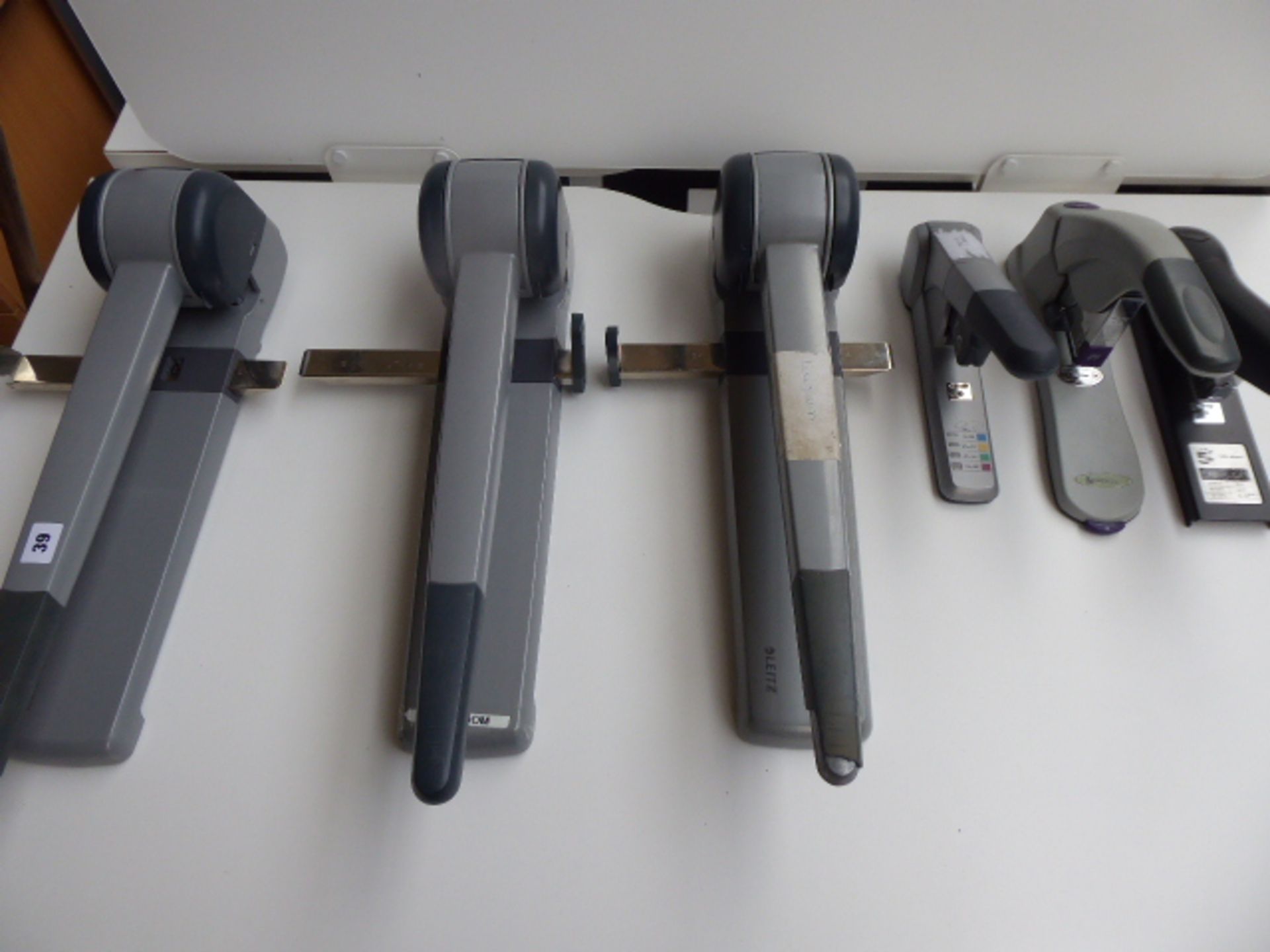 3 Leitz large hole punches with 3 large staplers - Image 2 of 2