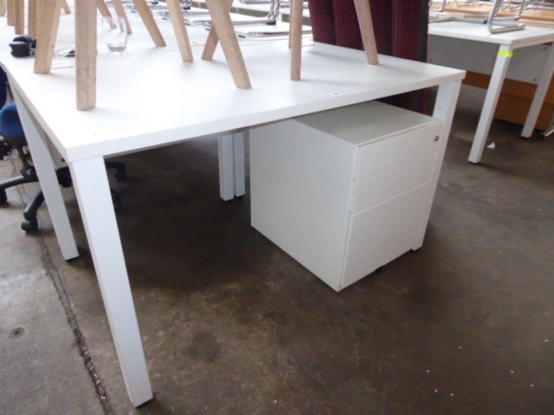 One 120cm white straight front work station on straight legs three drawer pedestals