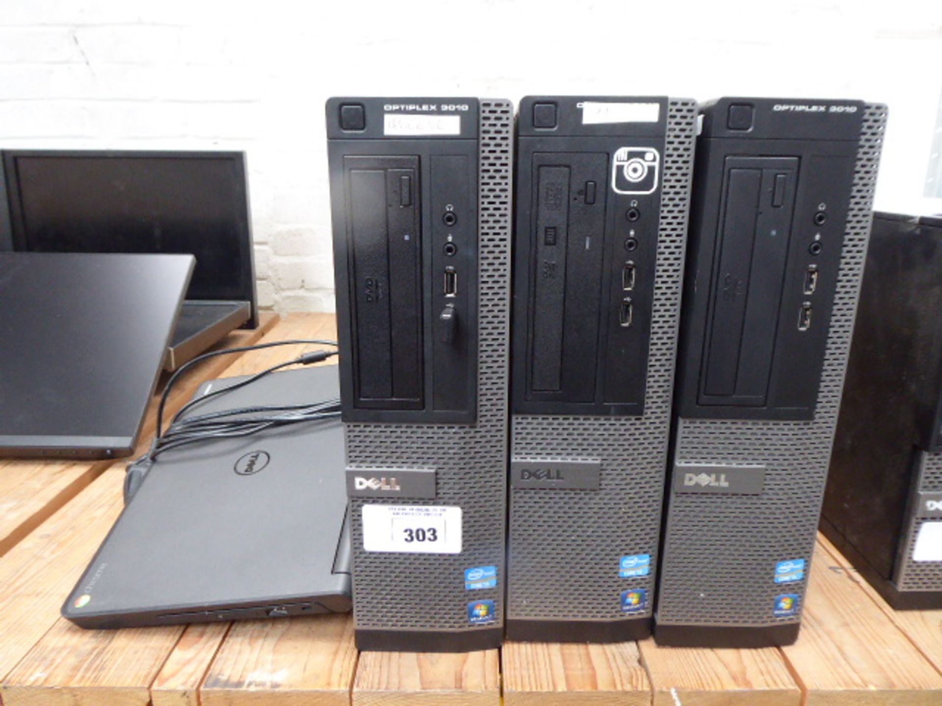 3 Dell Optiplex 3010 PC towers, windows 7, core i5 with a Dell Chrome laptop (NO HDDs)