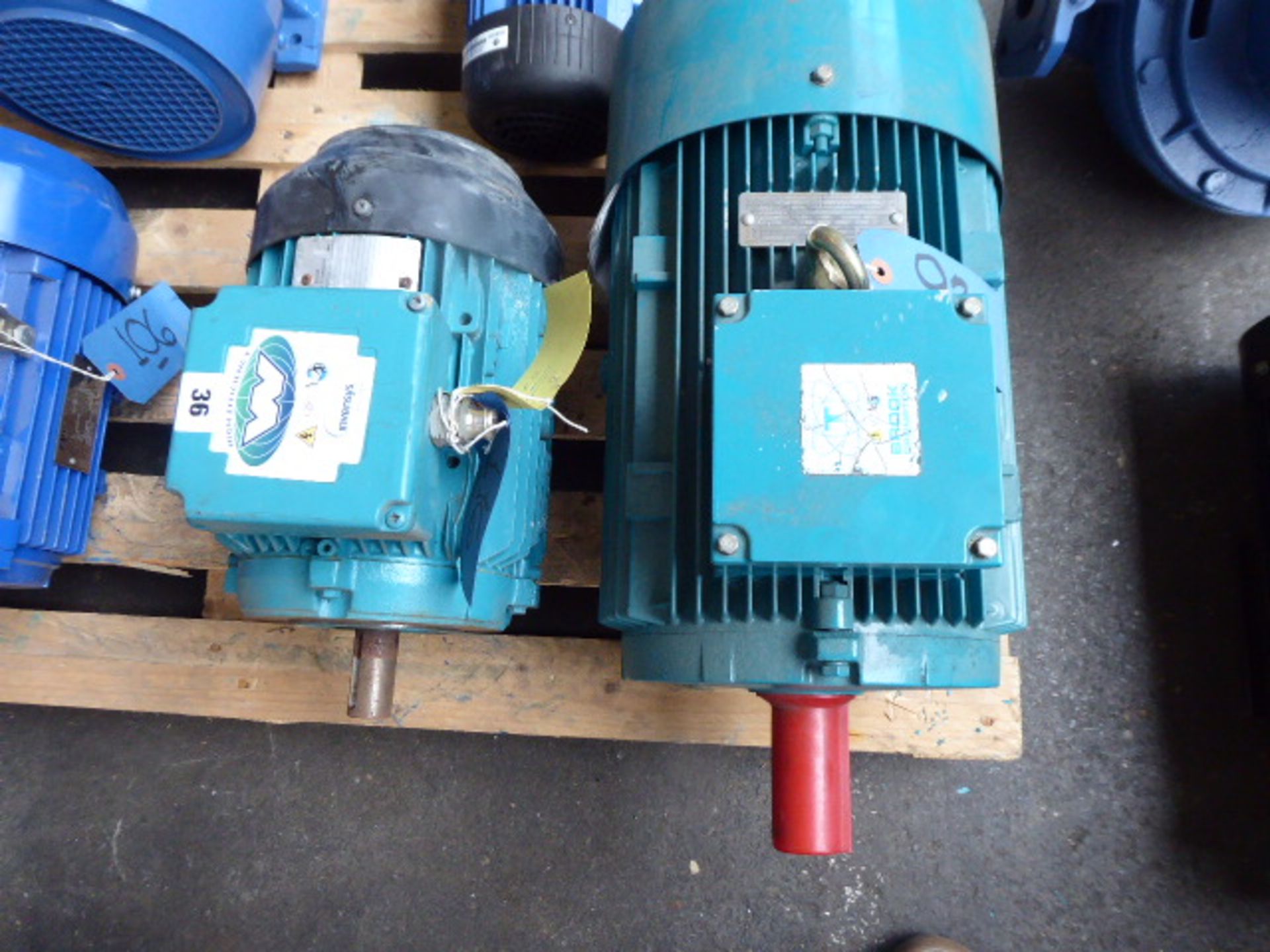 Four assorted motors, Brook Crompton T-DA132SA, 6.32kw; Brook Crompton W-DA112MM-C, 5.5kw; CMG SLA - Image 2 of 3