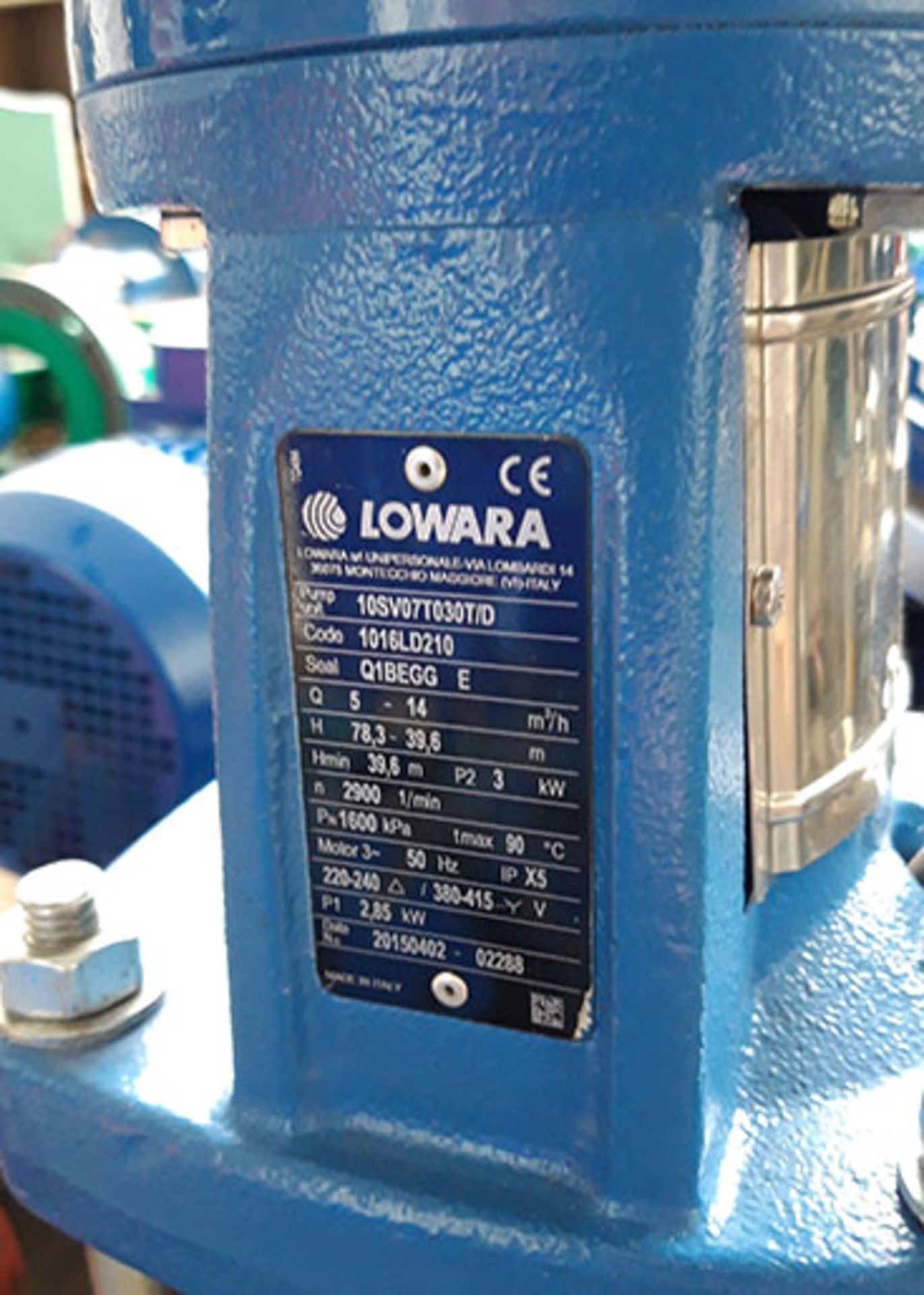 Lowara 10SV07T030T/D vertical multi-stage pump, 3kw - Image 2 of 2