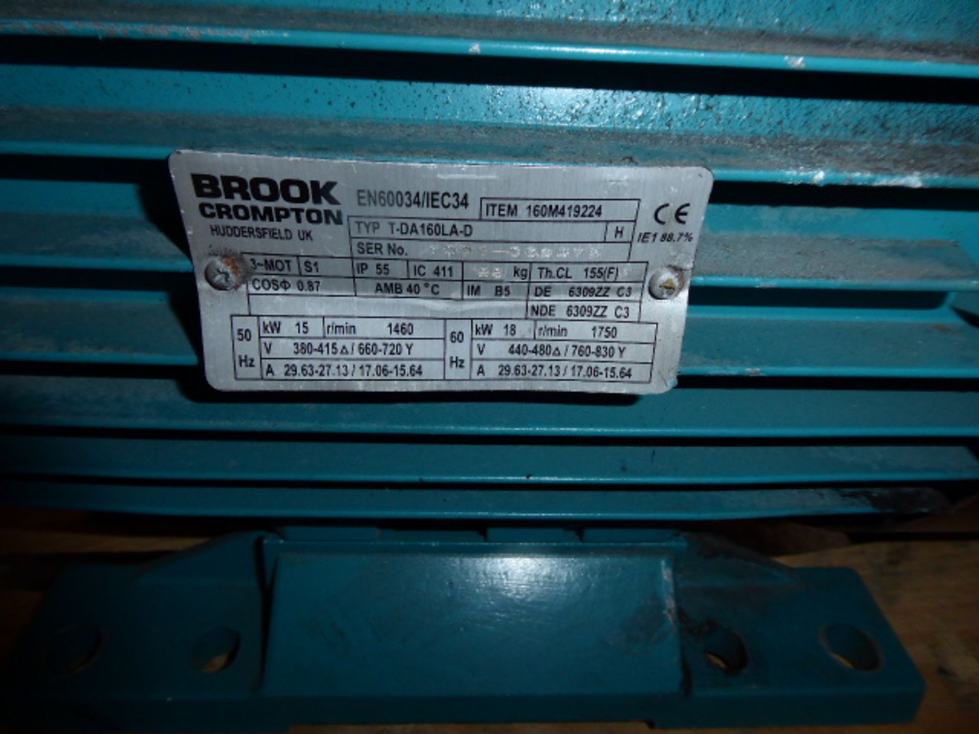 Brook Crompton T-DA160LA-D motor, 18kw, 88kg - Image 2 of 4